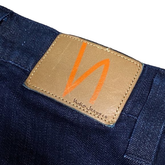 Nudie Jeans Tape Ted Organic Dry Grey Embo Blue Slim Denim Mens  30 (28x26) - Picture 7 of 11